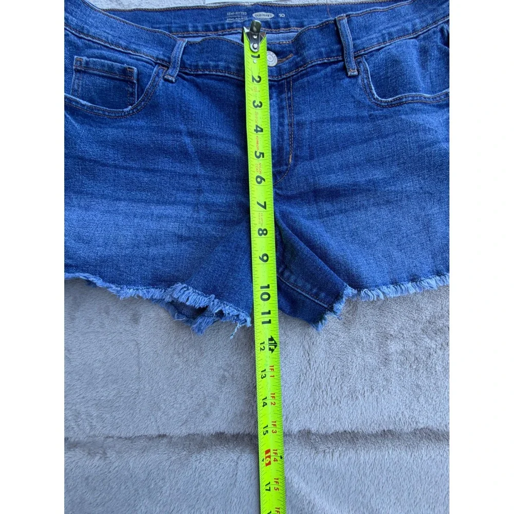 Old Navy Denim Shorts Womens 10 Blue Raw Hem Semi-Fitted Stretch